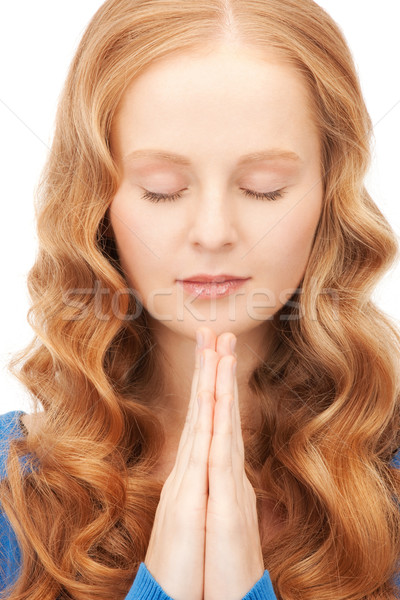 Imádkozik üzletasszony fényes közelkép portré kép Stock fotó © dolgachov