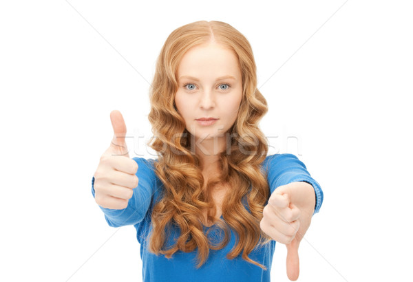 Stock photo: thumbs up and thumbs down