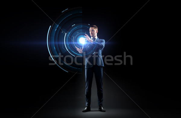 Zakenman pak virtueel projectie business realiteit Stockfoto © dolgachov