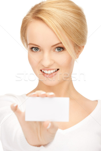 woman with business card Stock photo © dolgachov