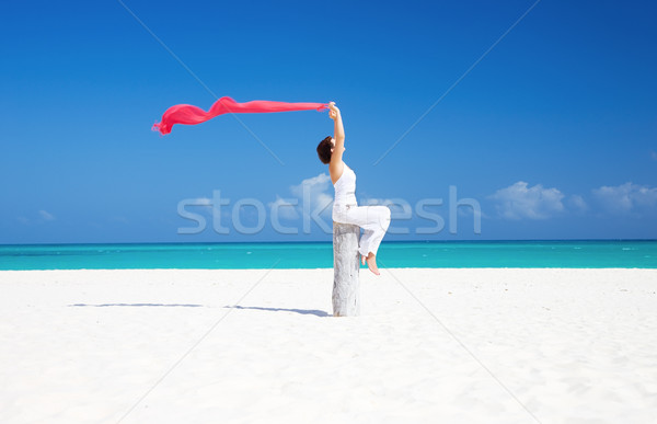 happy woman on the beach Stock photo © dolgachov