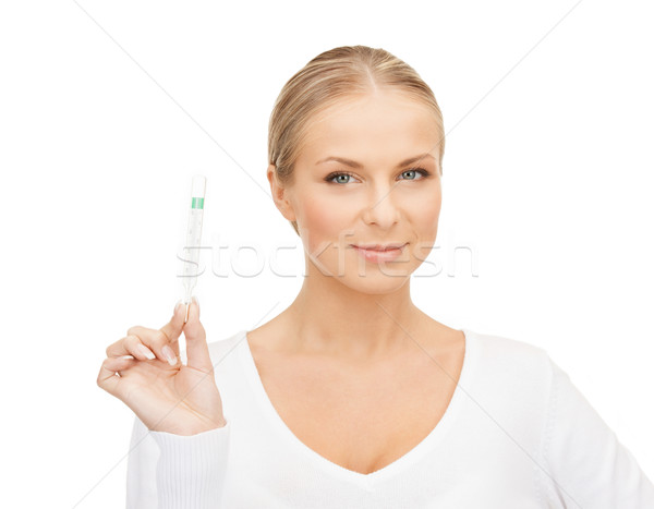 Kobiet lekarza termometr zdjęcie atrakcyjna kobieta kobieta Zdjęcia stock © dolgachov