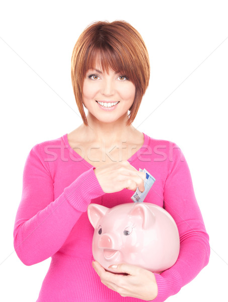 商业照片: 女子 · 扑满 ·钱· 图片 ·纸·猪