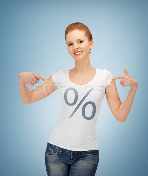 girl pointing at percent sign Stock photo © dolgachov
