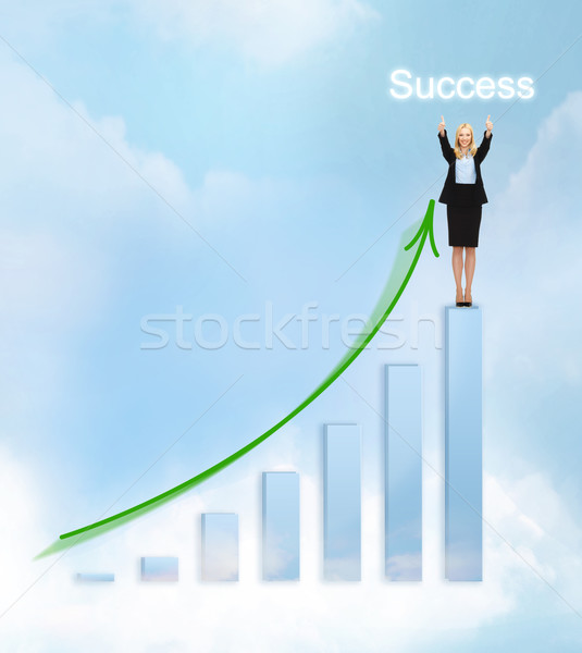 Сток-фото: деловая · женщина · большой · 3D · диаграммы · бизнеса · успех