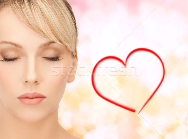 Piękna kobieta blond włosy piękna kobieta twarz Zdjęcia stock © dolgachov