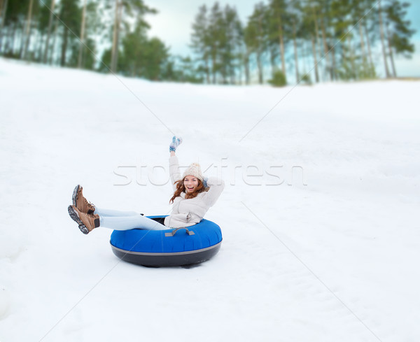 幸せ 十代の少女 ダウン 雪 管 冬 ストックフォト © dolgachov
