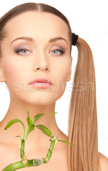 Foto stock: Mulher · quadro · branco · saúde · verde