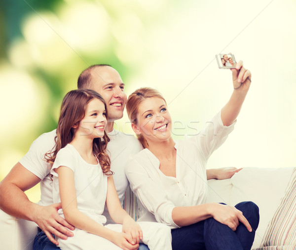 Stock foto: Glückliche · Familie · Kamera · home · Familie · Technologie · Ökologie