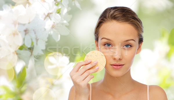 若い女性 洗浄 顔 スポンジ 美 人 ストックフォト © dolgachov