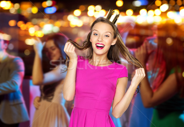 Feliz muchacha adolescente rosa vestido personas Foto stock © dolgachov