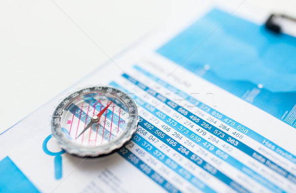 Közelkép iránytű pénzügyi beszámoló irat üzlet statisztika Stock fotó © dolgachov