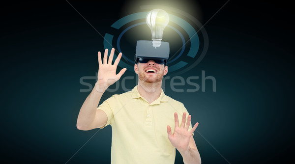 Mutlu adam sanal gerçeklik kulaklık 3d gözlük Stok fotoğraf © dolgachov