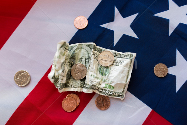 close up of american flag and money Stock photo © dolgachov