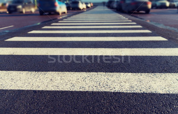 close up of pedestrian crosswalk on city parking Stock photo © dolgachov