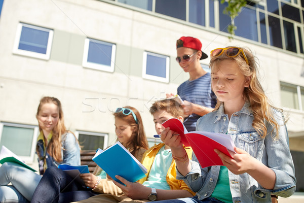 group of students with notebooks at school yard Stock photo © dolgachov