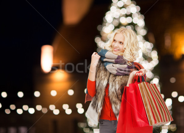 улыбающаяся женщина красочный продажи праздников люди Сток-фото © dolgachov