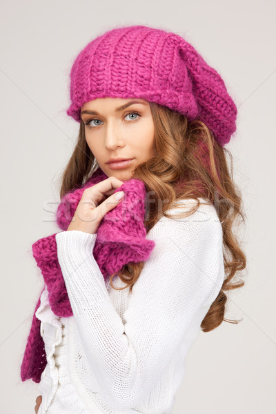 beautiful woman in winter hat Stock photo © dolgachov