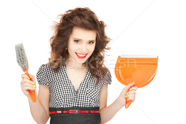 beautiful woman with cleaning sweep Stock photo © dolgachov