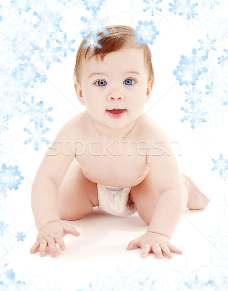 Foto stock: Bebê · menino · brilhante · quadro · fralda