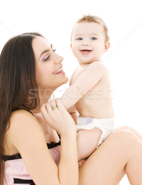 Baby jongen moeder handen vrouw gelukkig Stockfoto © dolgachov