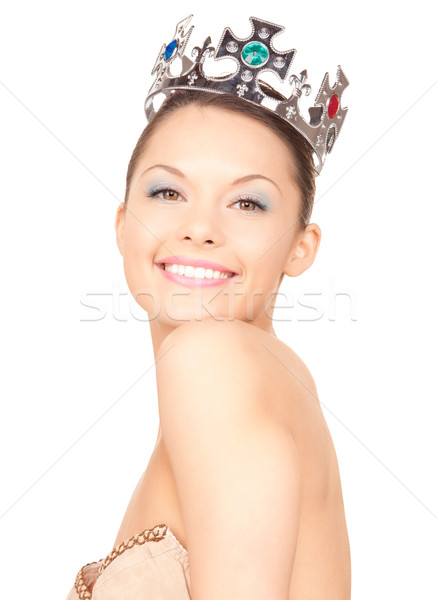 Donna corona foto bianco felice modello Foto d'archivio © dolgachov
