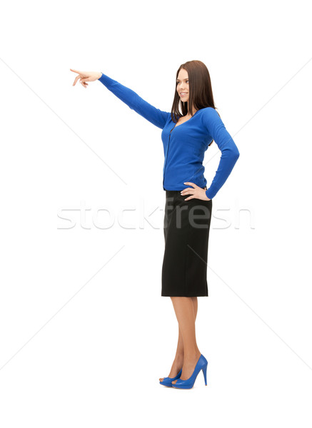 деловая женщина указывая пальца фотография привлекательный женщину Сток-фото © dolgachov