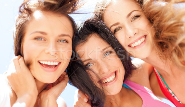 Stockfoto: Meisjes · gezichten · naar · beneden · te · kijken · zomer · vakantie · vakantie