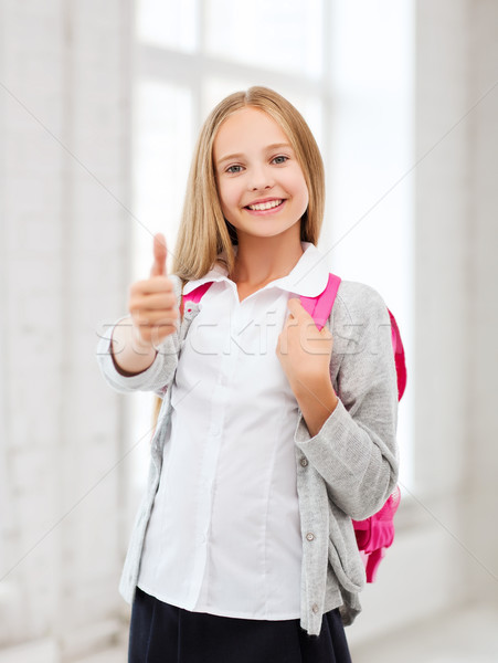 Student meisje school onderwijs weinig zak Stockfoto © dolgachov