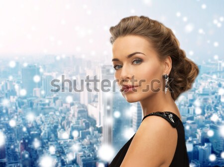 Kobieta diament kolczyki biżuteria luksusowe vip Zdjęcia stock © dolgachov