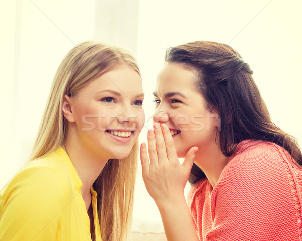 Ein Mädchen ein anderer Geheimnis Freundschaft Glück Menschen Stock foto © dolgachov