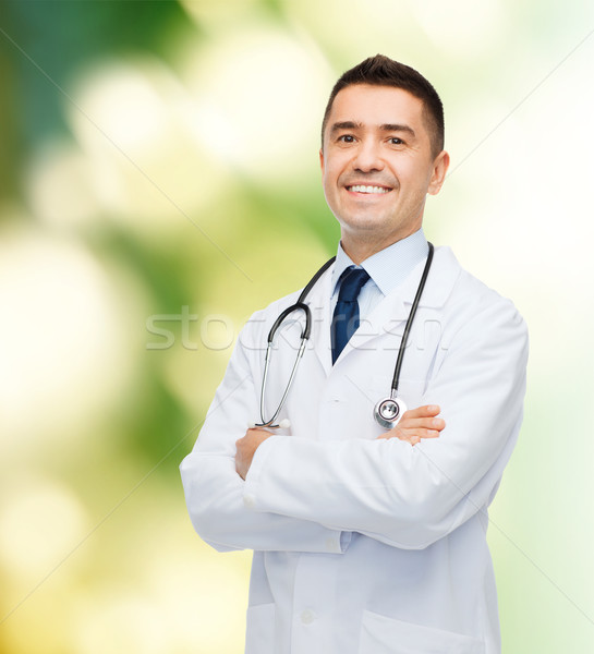 Stock photo: smiling male doctor in white coat