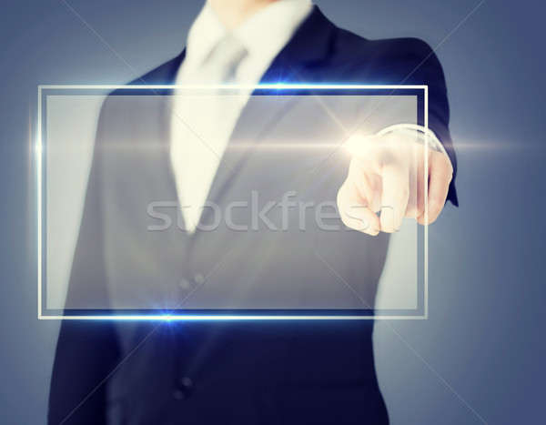 Stockfoto: Mannelijke · hand · aanraken · virtueel · scherm · toekomst