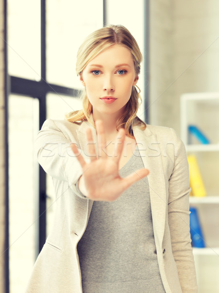 young woman making stop gesture Stock photo © dolgachov