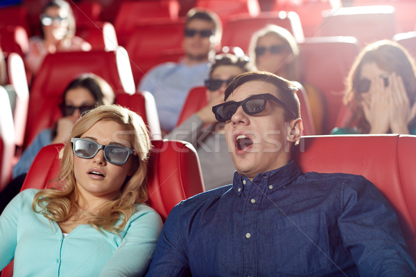 friends watching horror movie in 3d theater Stock photo © dolgachov