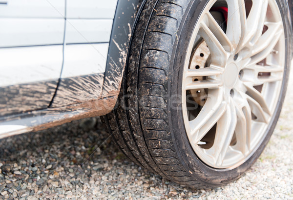 close up of dirty car wheel on ground Stock photo © dolgachov