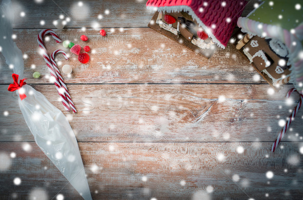 closeup of beautiful gingerbread houses on table Stock photo © dolgachov