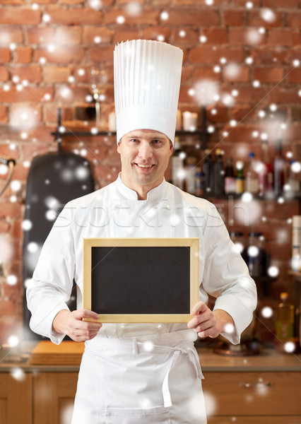 Heureux Homme chef menu bord cuisine [[stock_photo]] © dolgachov