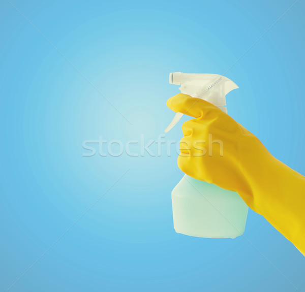 close up of hand with cleanser spraying Stock photo © dolgachov