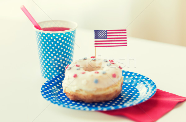 donut with juice and american flag decoration Stock photo © dolgachov