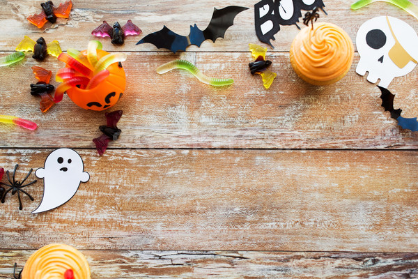 halloween party paper decorations and treats Stock photo © dolgachov