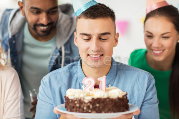 Férfi születésnapi torta csapat iroda buli vállalati Stock fotó © dolgachov