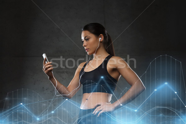 Donna smartphone palestra sport fitness Foto d'archivio © dolgachov