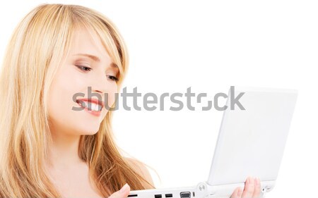 Stok fotoğraf: Genç · kız · dizüstü · bilgisayar · resim · kadın · Internet · öğrenci
