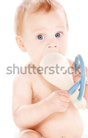 Zdjęcia stock: Baby · chłopca · duży · pacyfikator · zdjęcie · biały