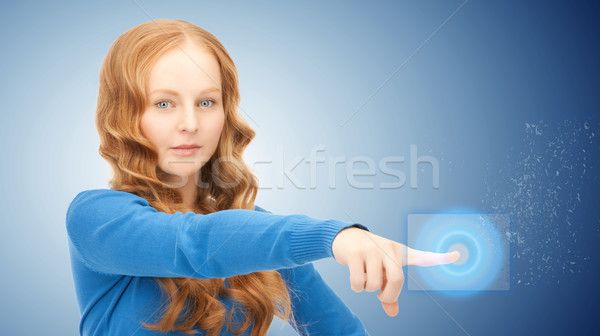 Kobieta interesu pracy ekran dotykowy zdjęcie działalności kobieta Zdjęcia stock © dolgachov