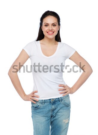 Souriant adolescent blanche tshirt design sourire [[stock_photo]] © dolgachov