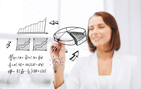 businesswoman writing chart on virtual screen Stock photo © dolgachov