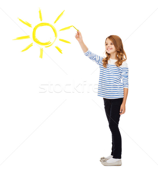 Lány rajz nagy nap levegő oktatás Stock fotó © dolgachov