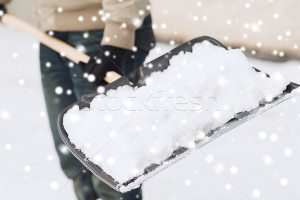 closeup of man digging snow with shovel Stock photo © dolgachov